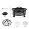 32 Inch Rustic Steel Outdoor Fire Pit with BBQ Grill Grate Mesh Spark Screen Fire Poker and Ash Pan for Patio Backyard Garden